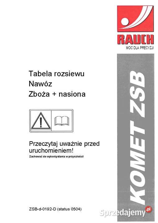 Tabele wysiewu Rauch ZS ZSB 900 wielkopolskie