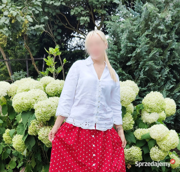 Lniana koszula Per Una MS L 40 biała folk retro Rozmiar 40(L) Szczecin