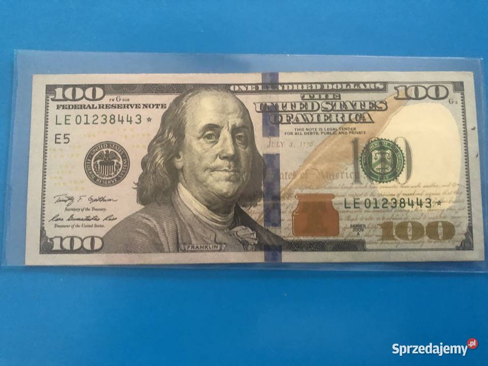 Banknot 100 dollarow ciekawy numer z gwiazdka Szczecin