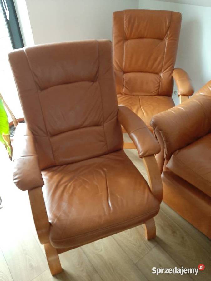 Skórzana sofa 3 osob z funkcja spania plus 2 Wieliczka