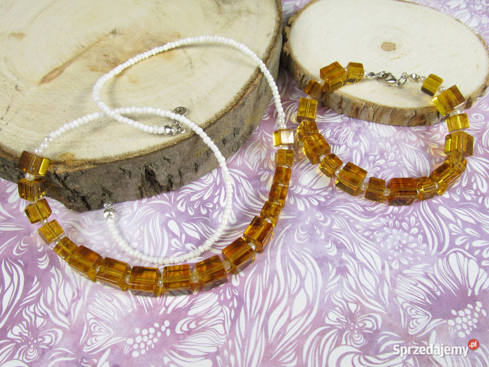 Naszyjnik bransoletka komplet zestaw bursztynowy Zestawy biżuterii Katowice