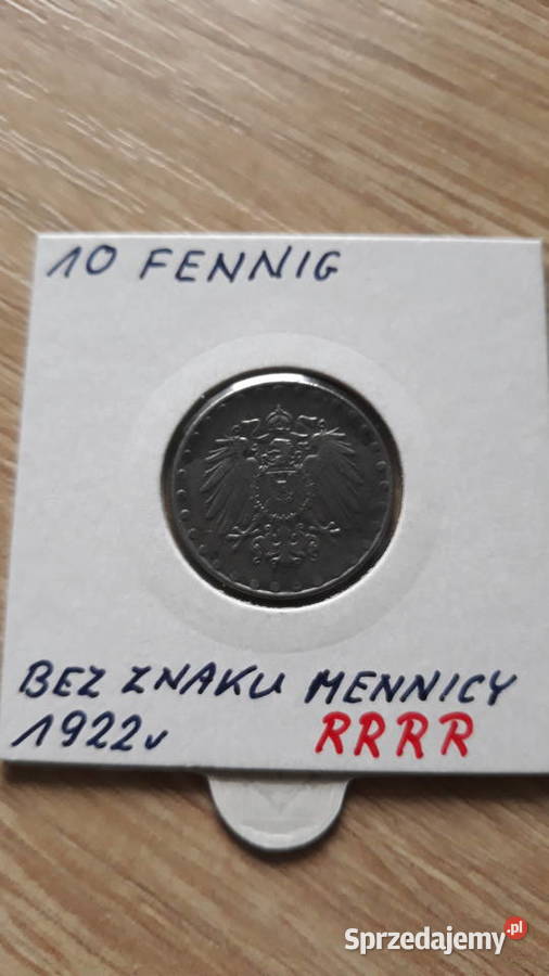 10 Pfennig Deutsches Reich 1922 r BZMrzadkość Numizmatyka Konin