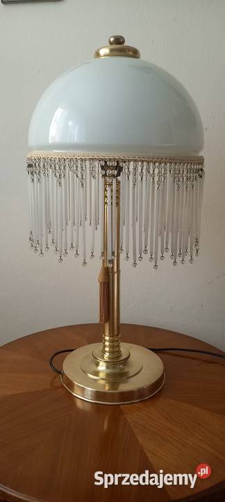 Duża mosiężna lampa klosz z koralikami łódzkie Skierniewice