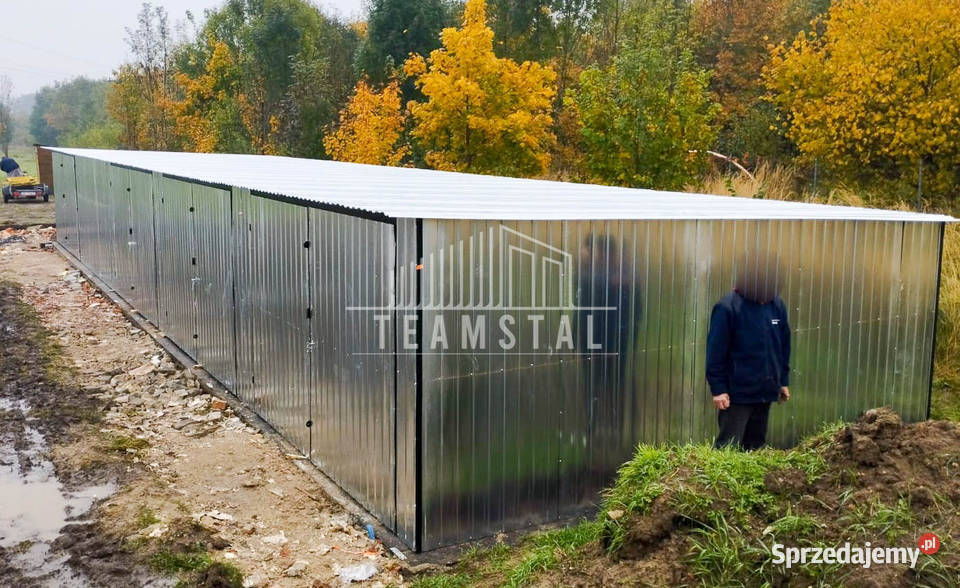 GARAŻ BLASZANY RZĄD 175m x 5m spad tył 4x Brama Gliwice