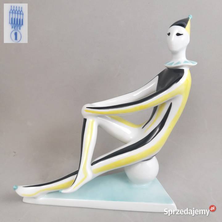 Arlekin Klaun na piłce Art Deco Zsolnay Trk Jnos Bronisze