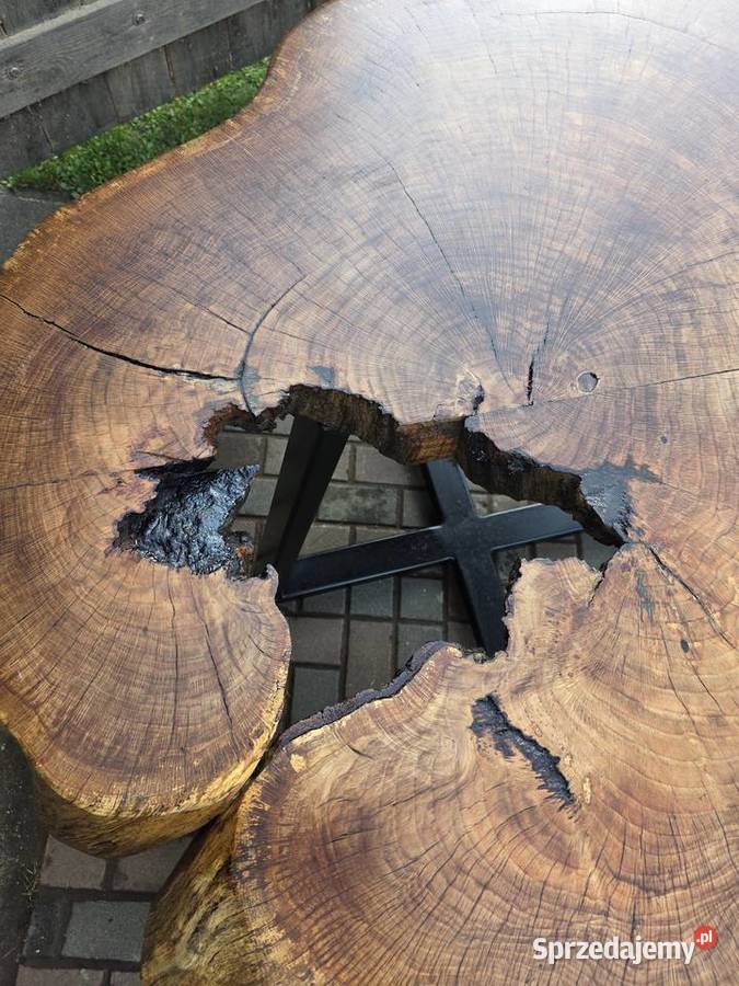 Stół z naturalnego drewna dębowego ręcznie Borowy Młyn