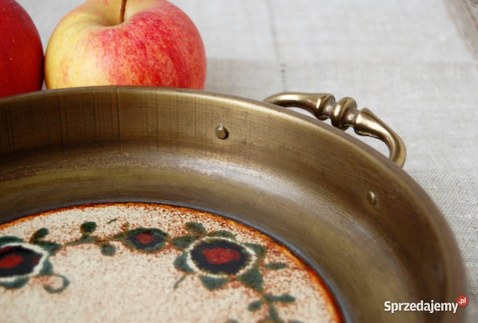Patera mosiężna mosiądz ceramika Szwajcaria wielokolorowy lubelskie Lublin sprzedam