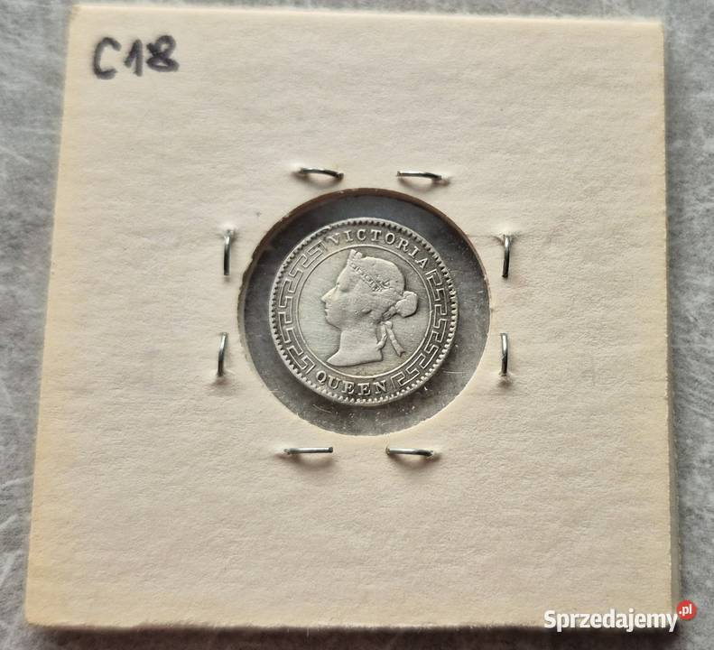 C18 CEJLON srebro 10 Cent 1893 r Victoria