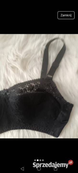 Biustonosz damski czarny koronka kwiaty 80C Krosno