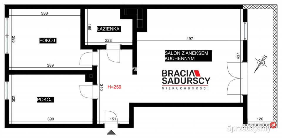 sprzedaży mieszkania Kraków Macieja Dębskiego 48.99m2