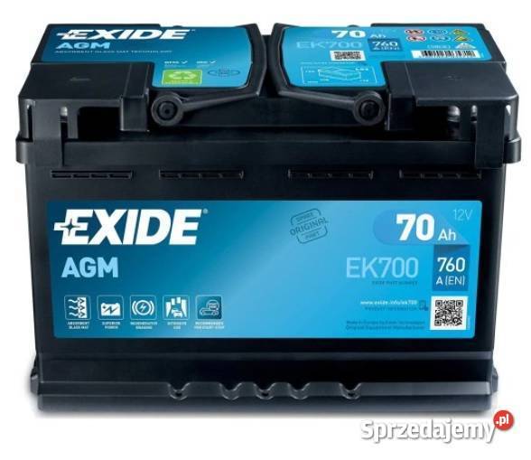 Akumulator EXIDE AGM 70Ah760A START STOP EK700 osobowe Gniezno