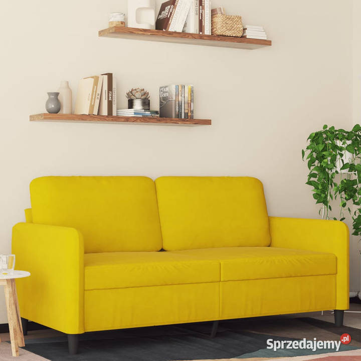Sofa 2osobowa żółta 140 tapicerowana aksamitem mazowieckie