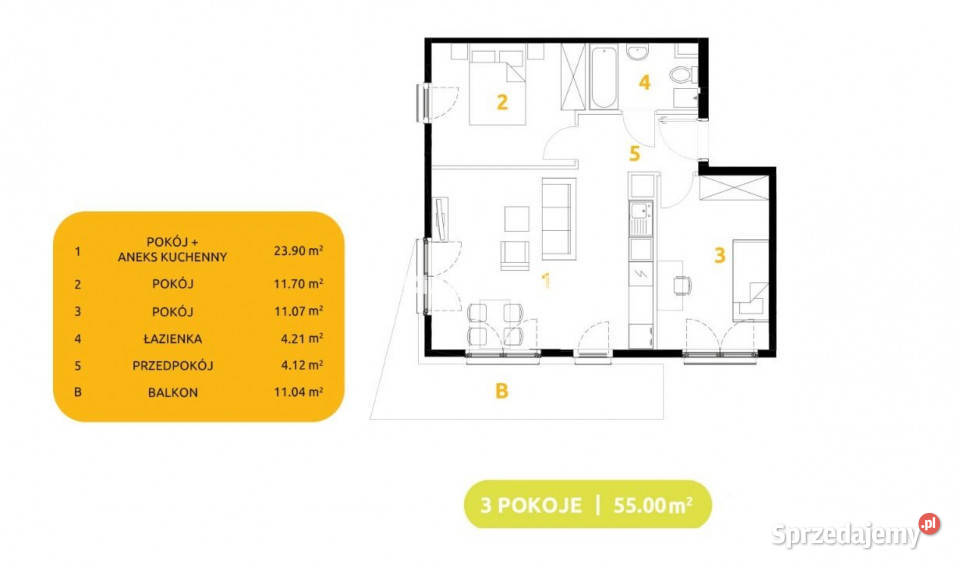 Ogłoszenie mieszkanie Kraków 29 listopada 55m2 3