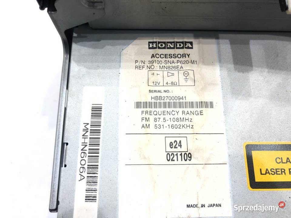 RADIO HONDA CIVIC VIII ODTWARZACZ MULTIMEDIA osobowe