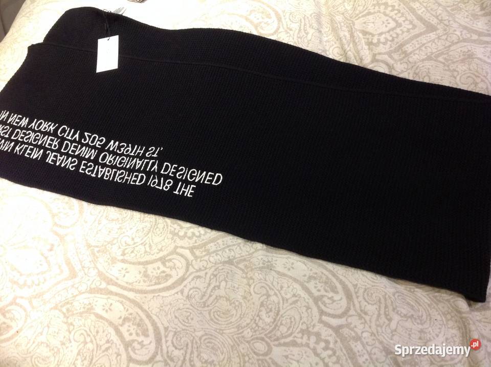 Czarny Długi Gruby Szalik Szal CALVIN KLEIN NOWY Uniseks Nowa Sól