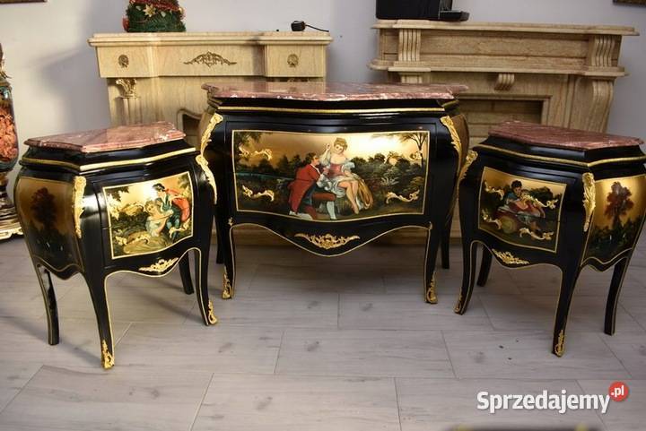 Trzy Królewskie Malowane Komody Blat Marmur 3 x małopolskie Kraków sprzedam