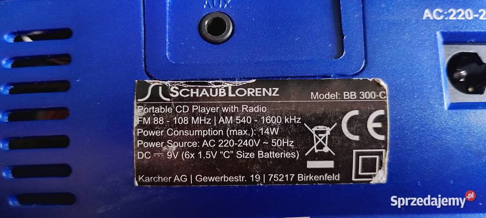 Boombox Schaub Lorenz BB 300C Odtwarzacz CD AUX Radioodtwarzacze kujawsko-pomorskie sprzedam