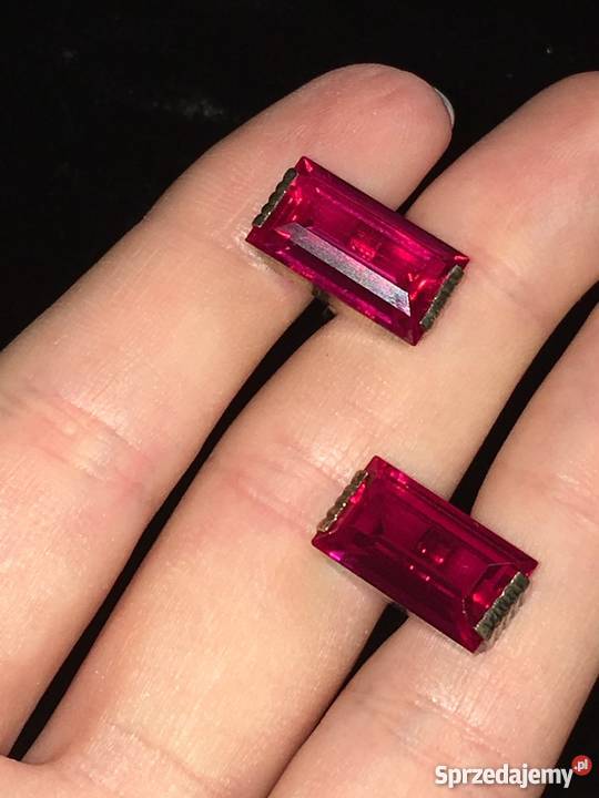 Antyk Srebrne spinki do mankietów z turmalinem Lublin