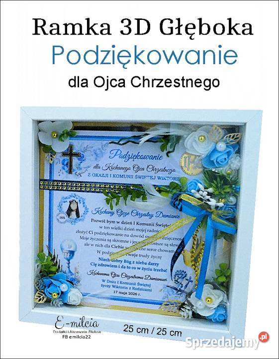 Ramki Głębokie 3D podziękowania chrzestnych Zielona Góra