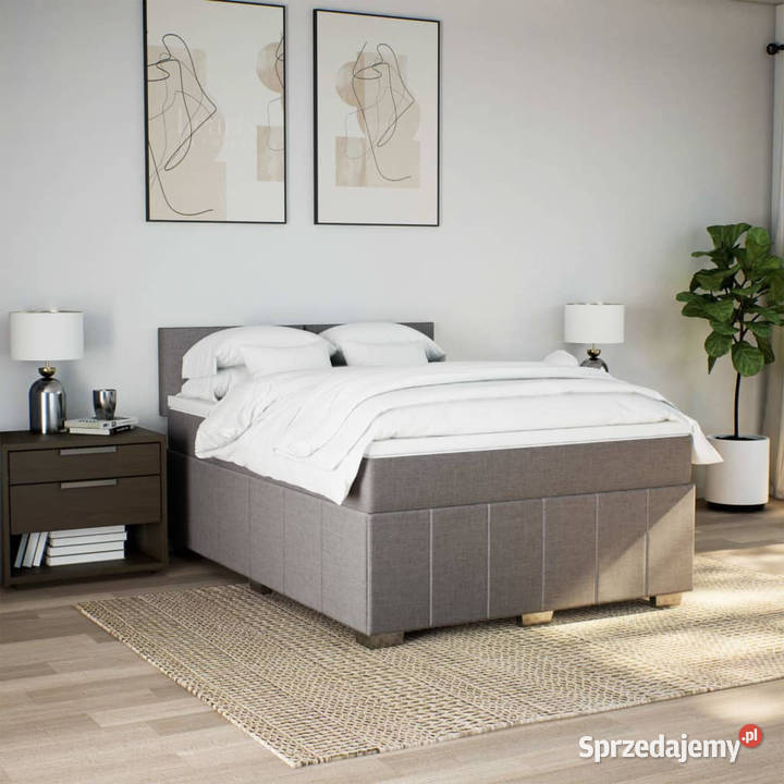 Łóżko kontynentalne z materacem taupe tkanina 190cm Łóżka mazowieckie Warszawa