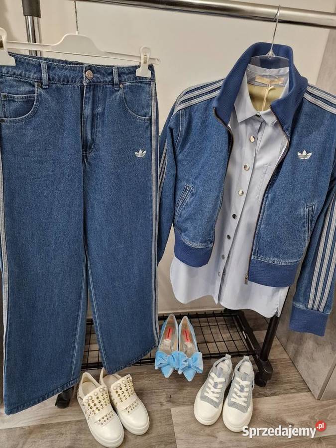 Adidas komplet spodnie bluza Xs S M Dżins