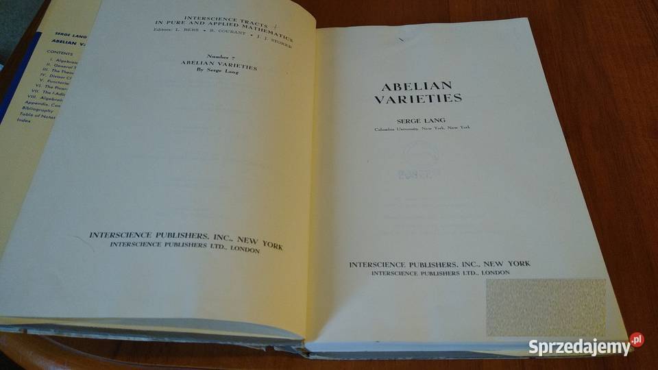 Abelian varieties Serge Lang matematyka, statystyka pomorskie Gdańsk sprzedam