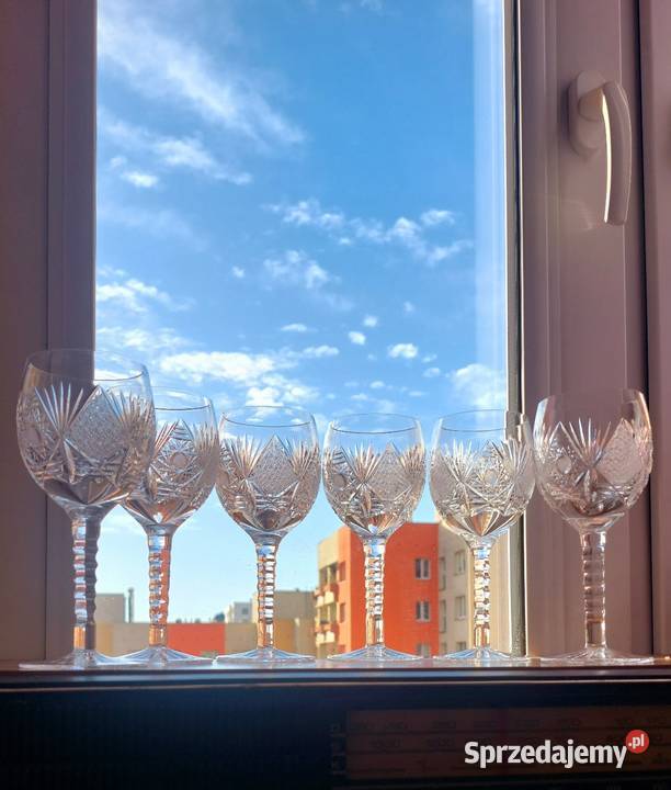 Piękne kieliszki kryształowe PRL Wrocław