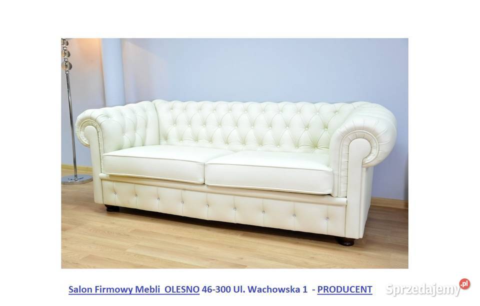 Nowa Kanapa Chesterfield SKÓRA NATURALNA Do śląskie Lubliniec