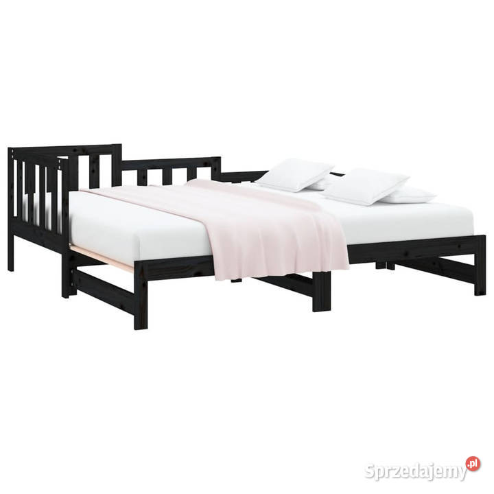 Łóżko rozsuwane czarne 2x80x200 lite drewno