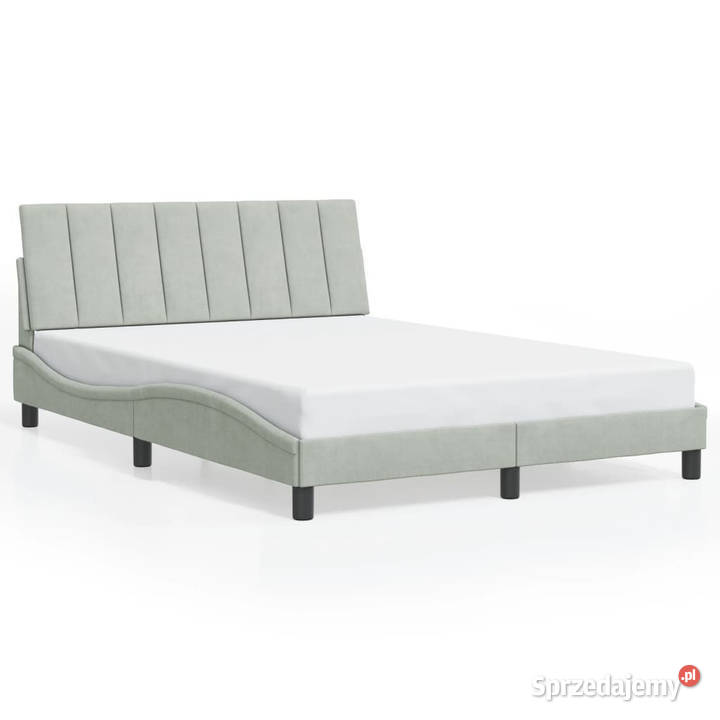 Rama łóżka z LED jasnoszara aksamitna 140x200 Warszawa