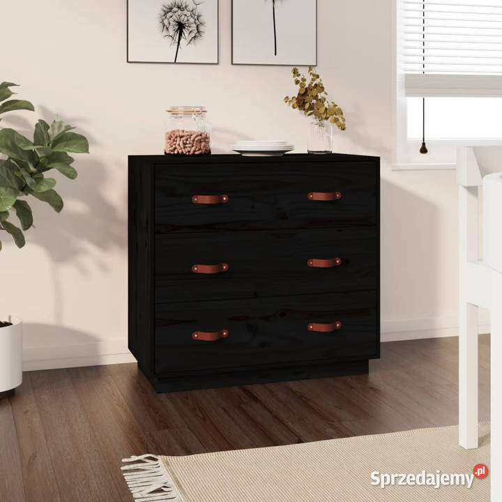Komoda czarna 80x40x75 lite drewno sosnowe Warszawa