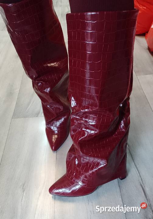 4041 Bordowe teksturowane Kozaki kowbojki 26cm Kraków