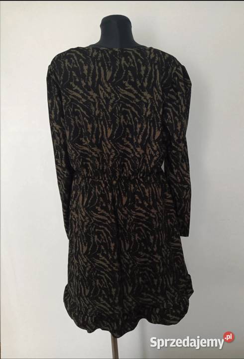 Sukienka z baskinką wzór paski zebry jesień Krosno sprzedam
