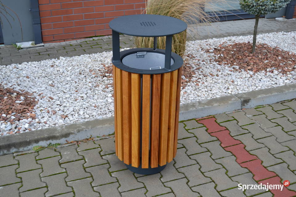 Kosz uliczny parkowy miejski z daszkiem 45l W223