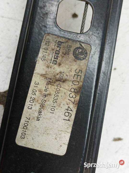 MECHANIZM SZYBY LEWY PRZÓD 5E0837461 5Q0959801B osobowe