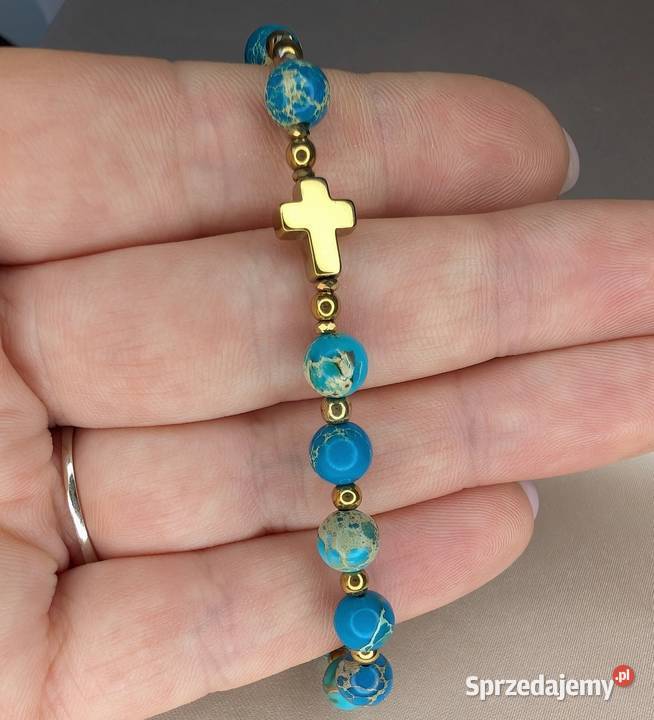Bransoletka różaniec kamienie jaspis cesarski Łowicz