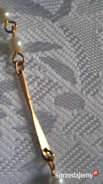 PIĘKNY ZŁOCONY NASZYJNIK Z PEREŁKAMI Naszyjniki Piła