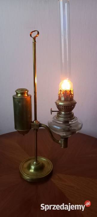 Oryginalna mosiężna lampka naftowa z przeciwwagą Skierniewice
