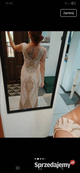 Długa piękna sukienka cekiny złoto M Kraków
