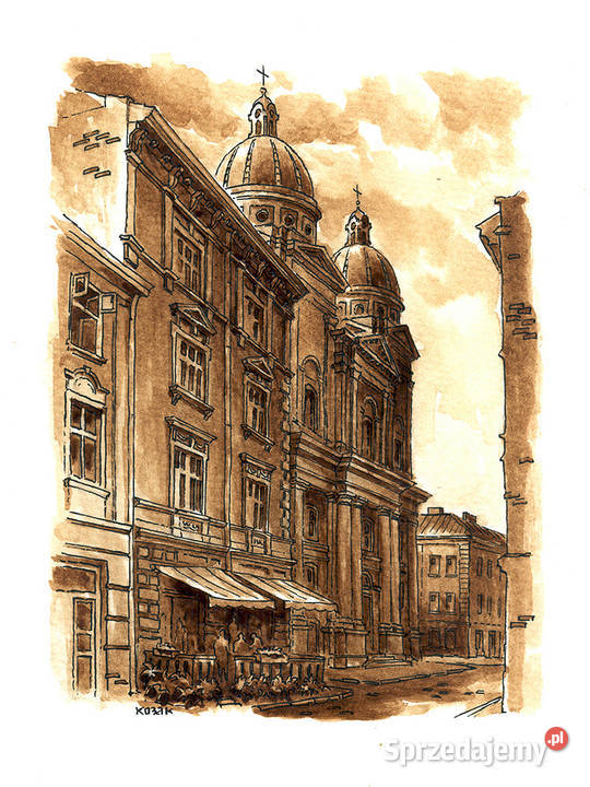 Grafika Lwów Widok na Cerkiew Przemienienia Warszawa