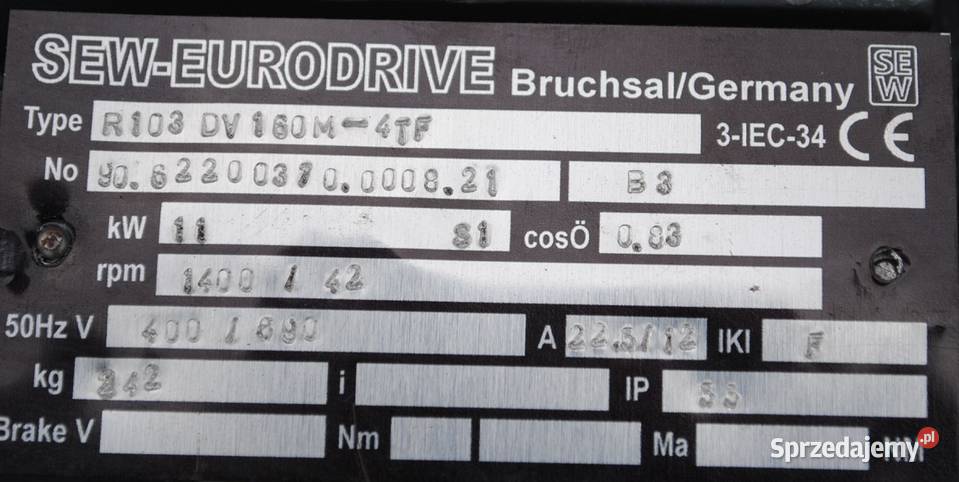 Motoreduktor 11kw42obrmin firmy SEW lubuskie