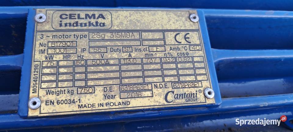 Silnik elektryczny Celma 75kw 730obr Srokowo