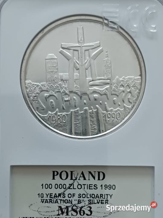 100 000 Solidarność 1990 r Typ B 4 GCN MS 63 Konin