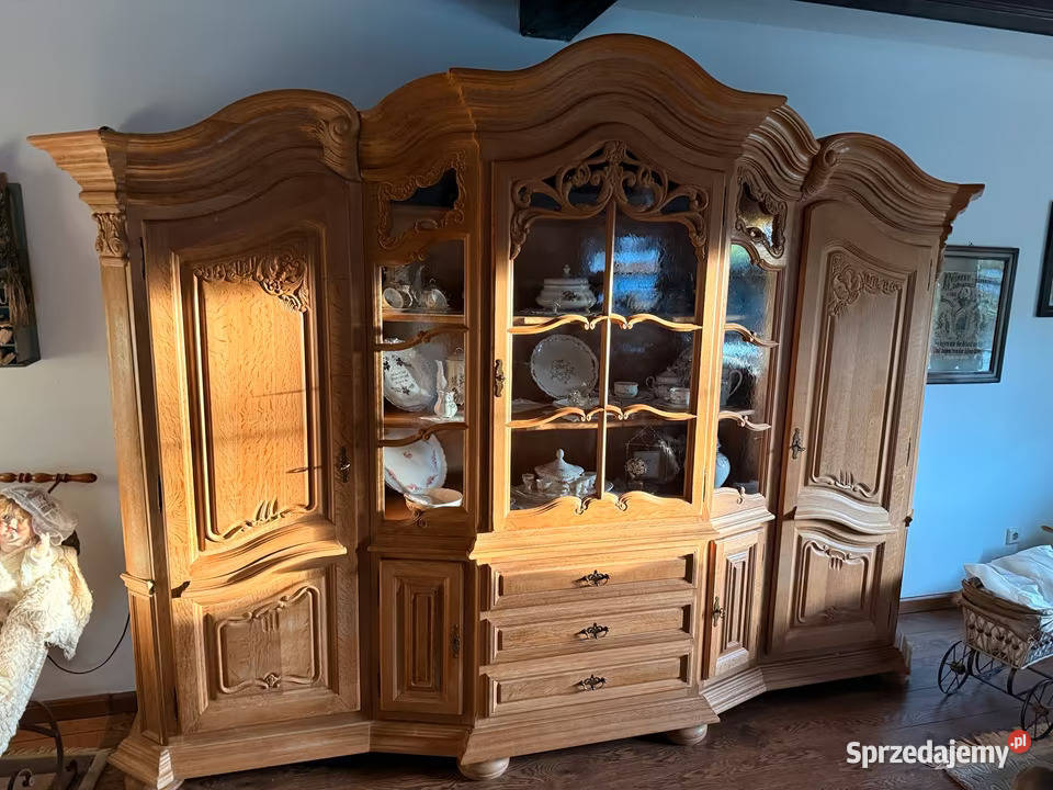Piękny dębowy kredens dębowa biblioteka lity Sypniewo