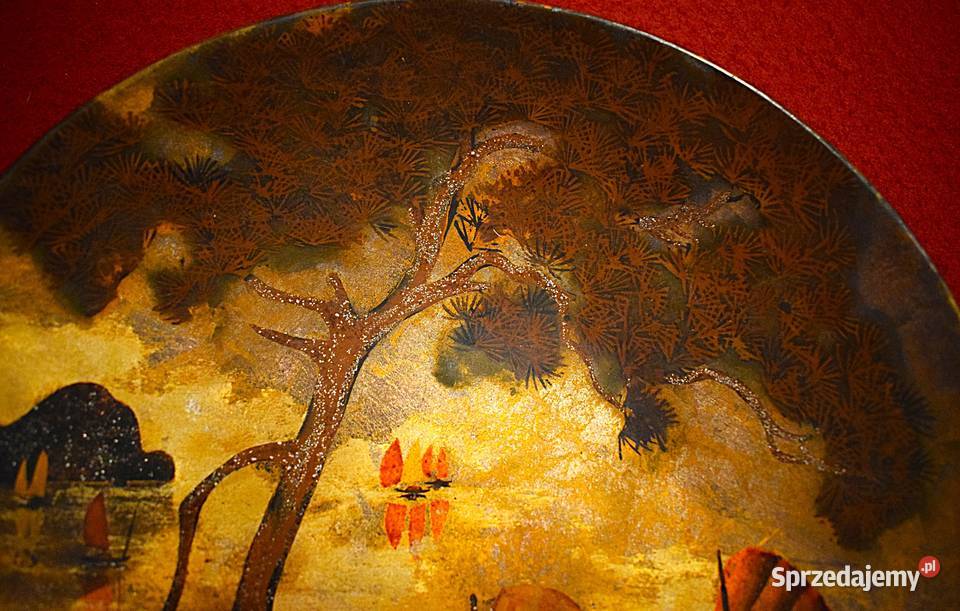 Ozdobna duża patera z laki z lat 50 60 tych Chełmno sprzedam
