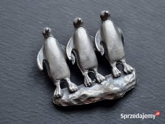 ALASKA BROSZA ARTYSTYCZNA TRZY PINGWINY sprzedam