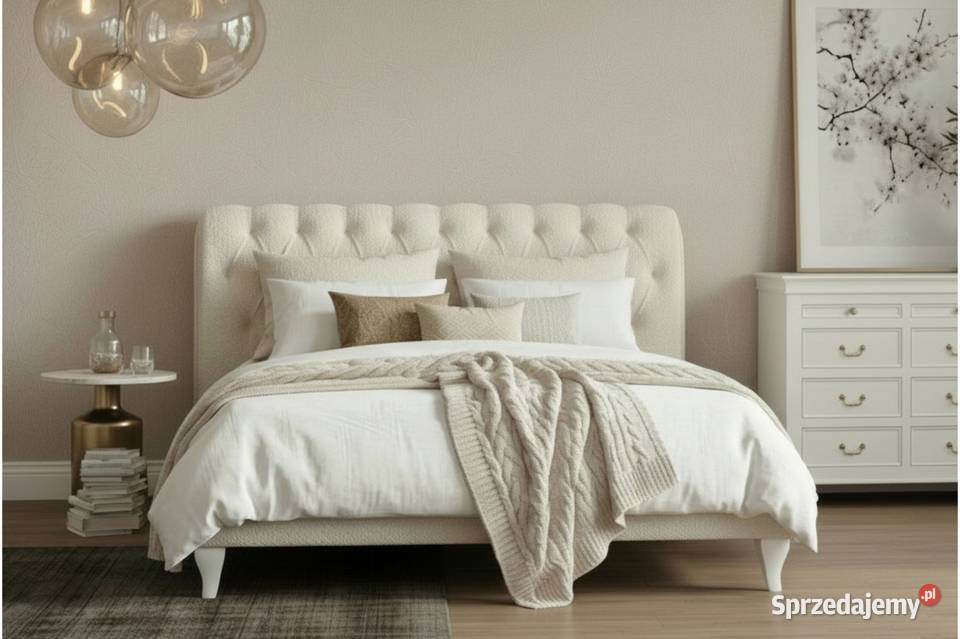 Eleganckie białe Łóżko BRUNO 1 180x200 Pikowane 105cm Lublin