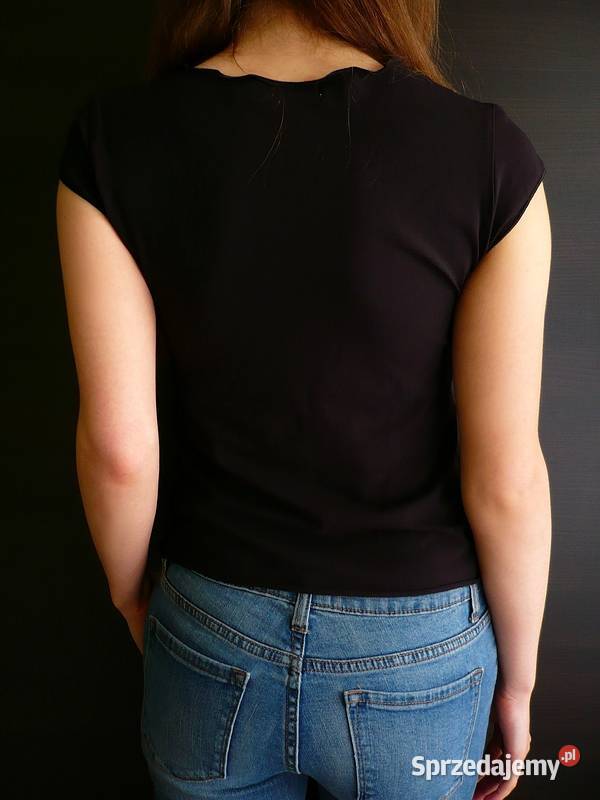 czarna koszulka s 36 tshirt Mango cekiny napis Odzież damska Toruń sprzedam