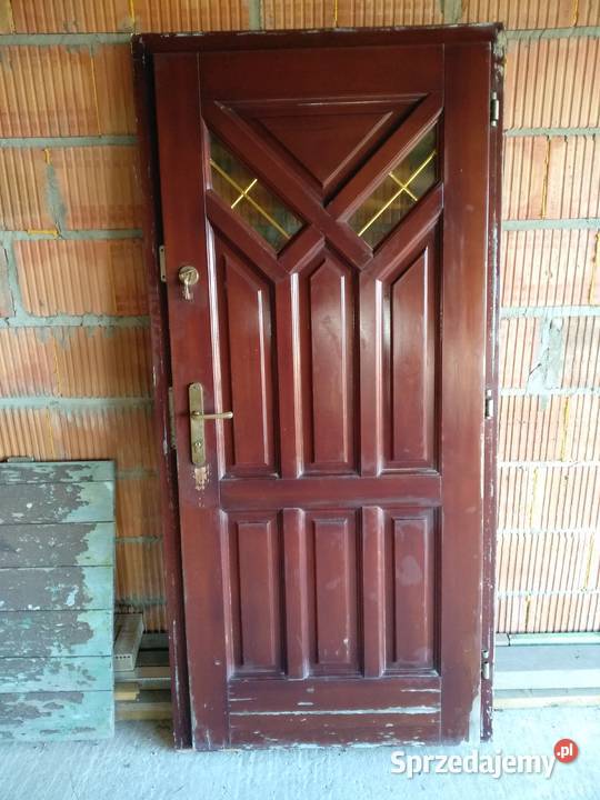 Drzwi zewnetrzne drewniane techniczne tymczasowe Starcza