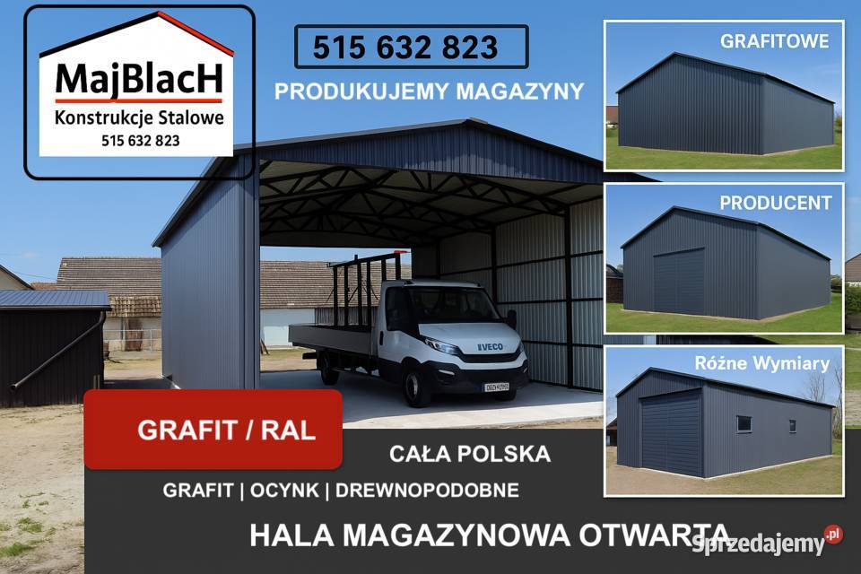 Garaż Blaszany GRAFIT kolory RAL Blaszak Strzelin